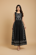 Snuggle Spot Women's Casual Rayon Sleeveless Kurti (Black)