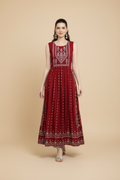 Snuggle Spot Women's Casual Rayon Sleeveless Kurti (Maroon)