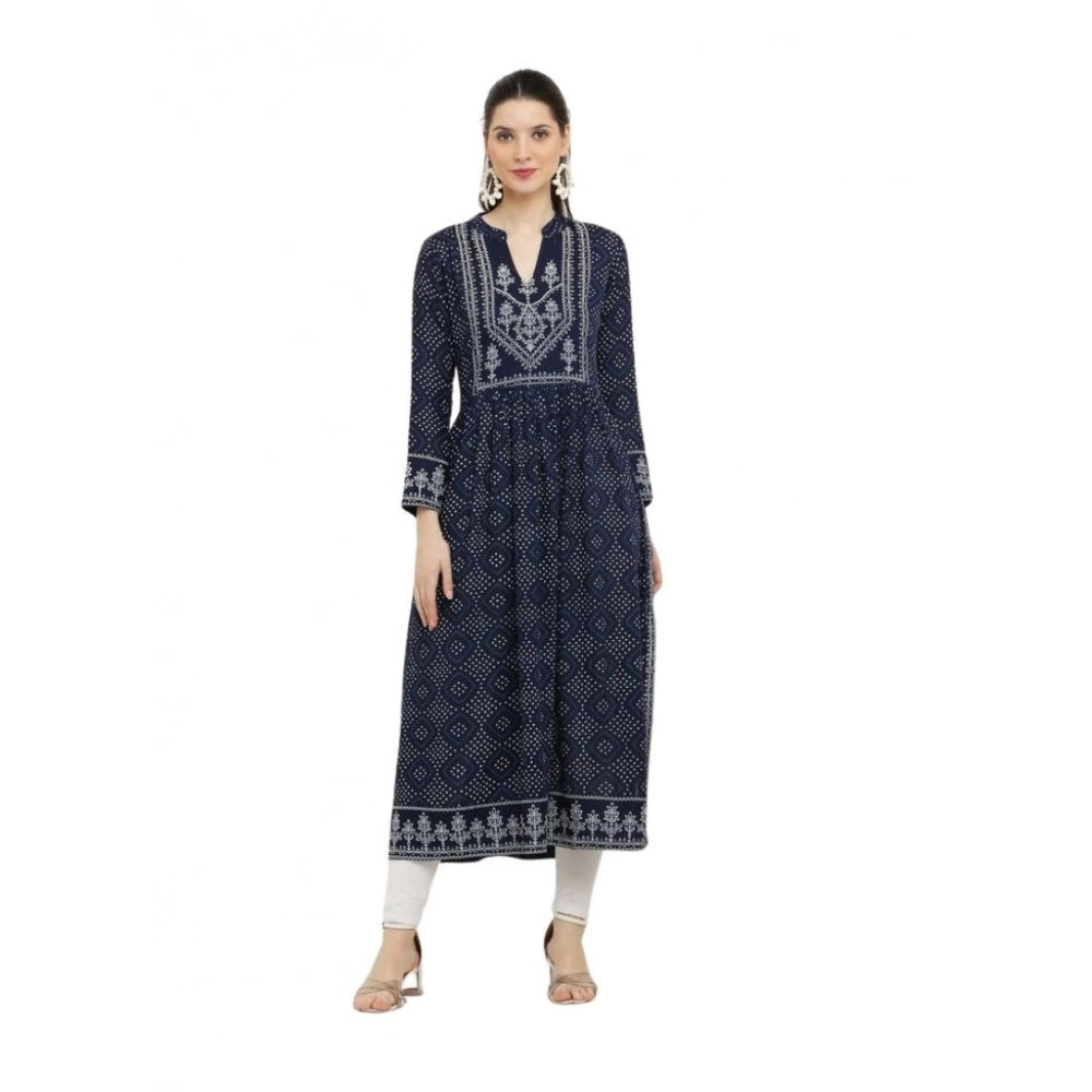 Snuggle Spot Women's Casual Rayon Full sleeve Kurti (Blue)