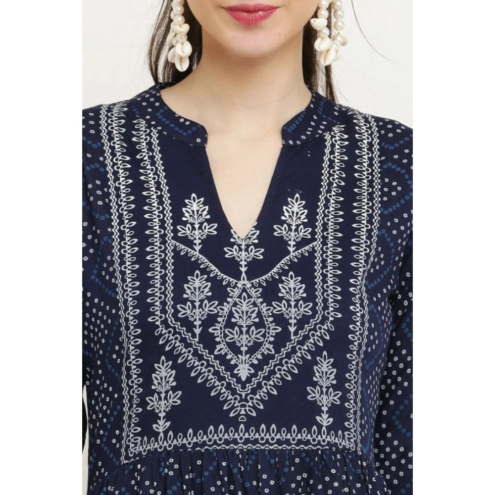 Snuggle Spot Women's Casual Rayon Full sleeve Kurti (Blue)