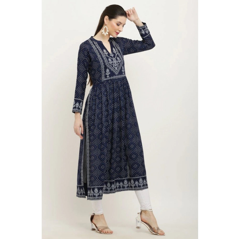 Snuggle Spot Women's Casual Rayon Full sleeve Kurti (Blue)