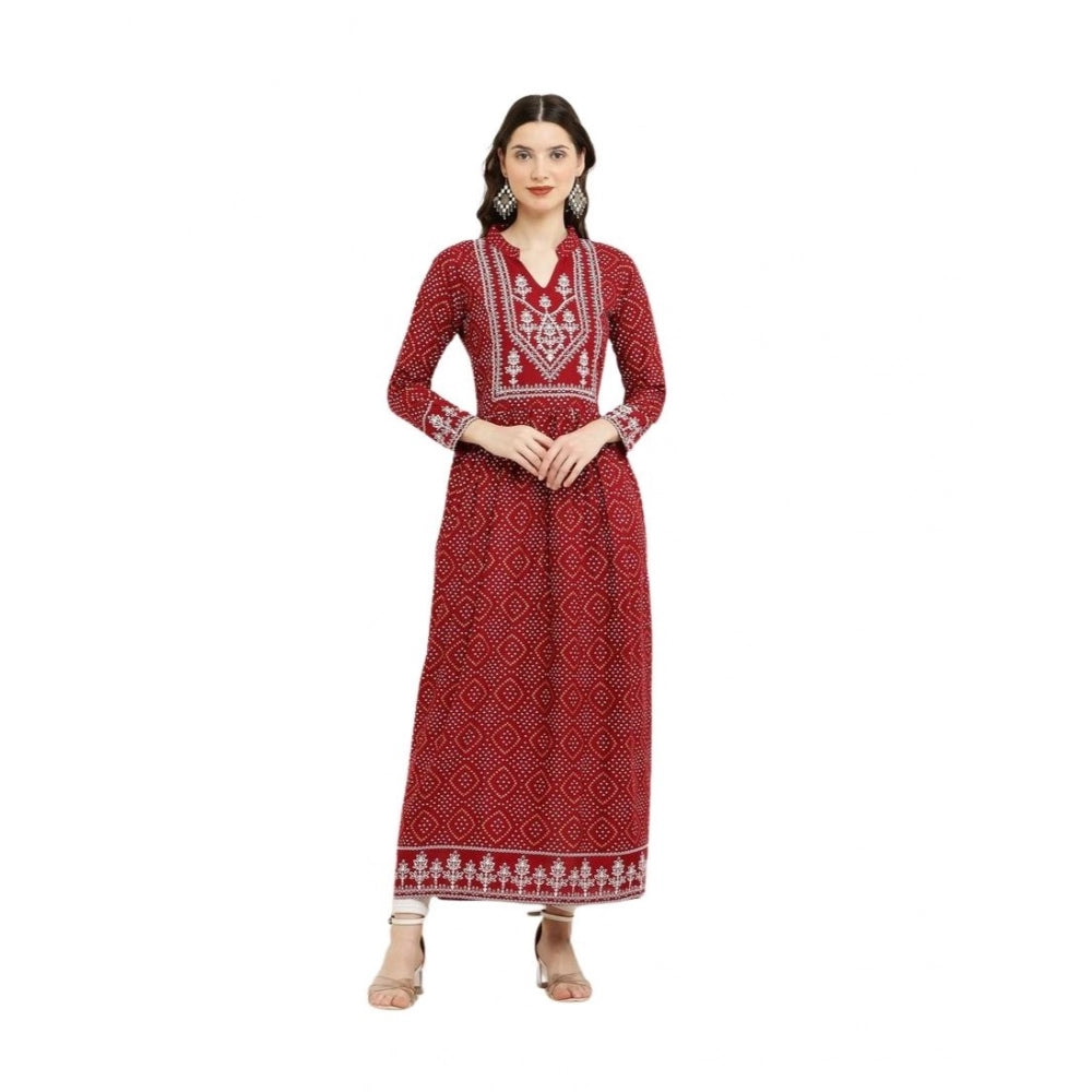 Snuggle Spot Women's Casual Rayon Full sleeve Kurti (Maroon)