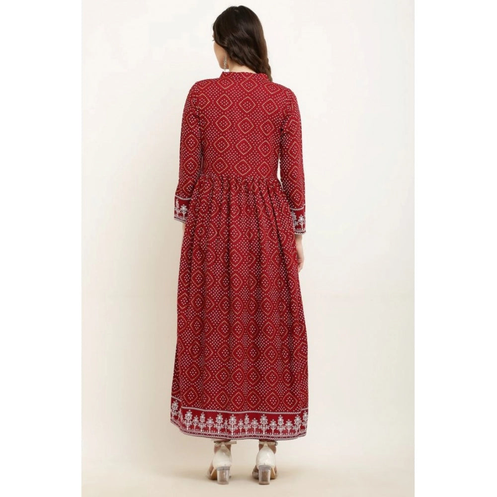 Snuggle Spot Women's Casual Rayon Full sleeve Kurti (Maroon)