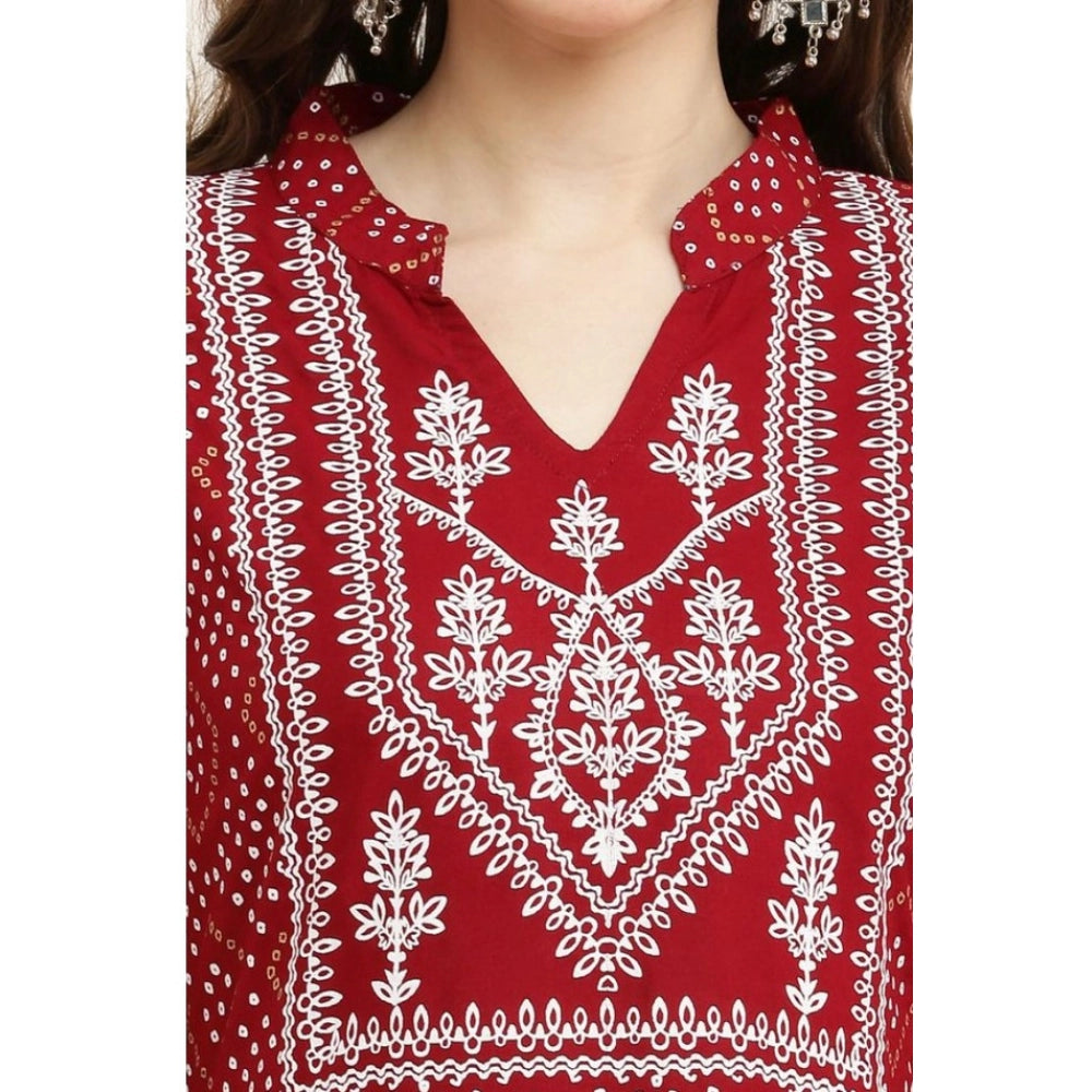 Snuggle Spot Women's Casual Rayon Full sleeve Kurti (Maroon)