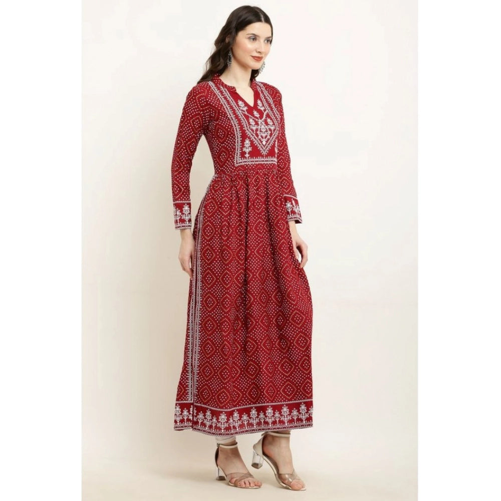 Snuggle Spot Women's Casual Rayon Full sleeve Kurti (Maroon)