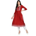 Snuggle Spot Women's Casual Rayon 3-4th Sleeves Kurti (Maroon)