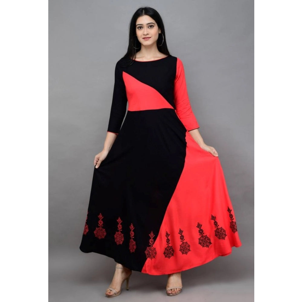Snuggle Spot Women's Casual Rayon 3-4th Sleeves Maxi Dress (Pink)