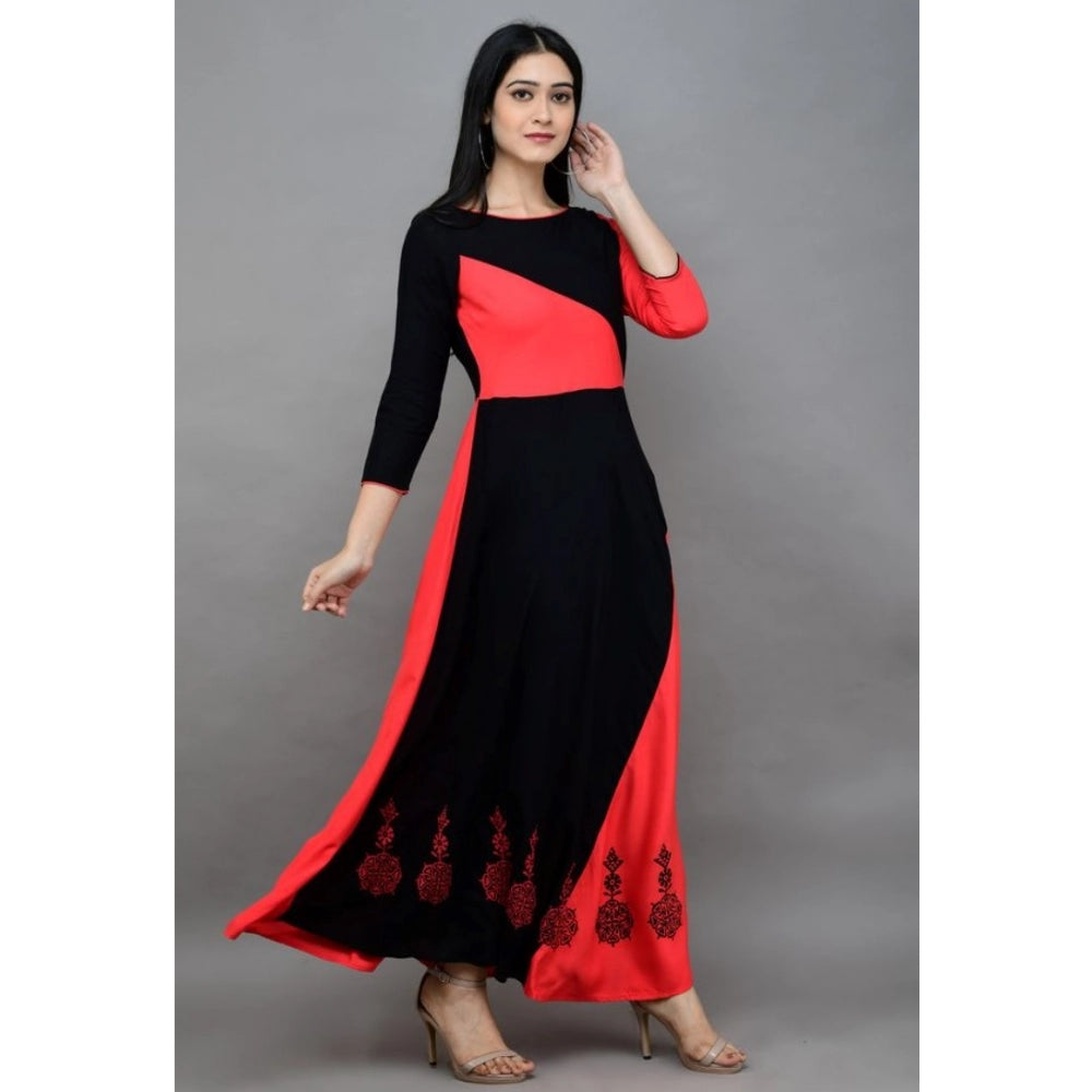 Snuggle Spot Women's Casual Rayon 3-4th Sleeves Maxi Dress (Pink)