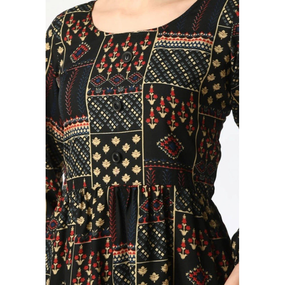 Snuggle Spot Women's Casual Crepe 3-4th Sleeves Cord Set (Black)