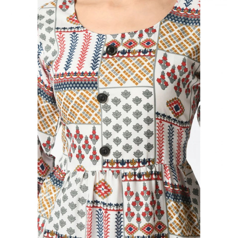 Snuggle Spot Women's Casual Crepe 3-4th Sleeves Cord Set (White)
