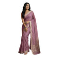 Snuggle Spot Women's Cotton Printed Saree With Unstitched Blouse 5.5Mtr (Purple)