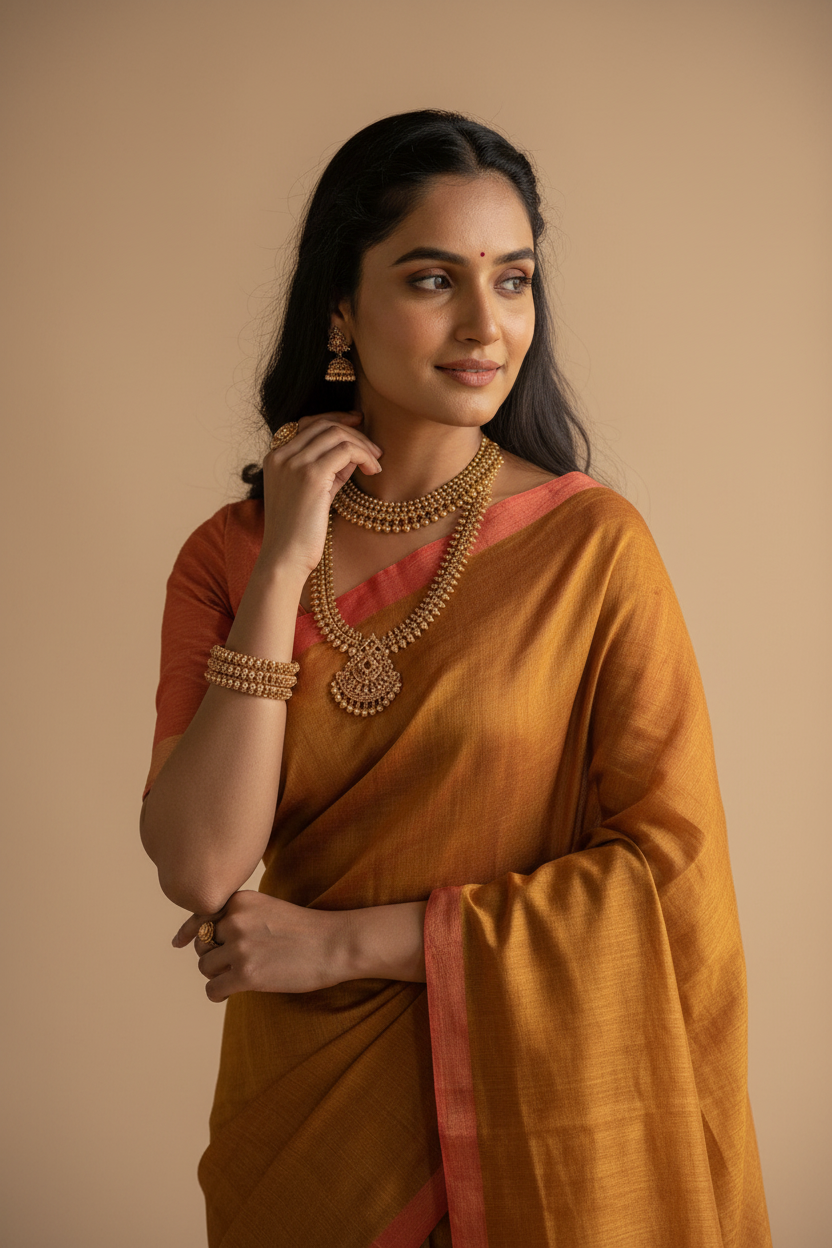 Snuggle Spot Women's Cotton Printed Saree With Unstitched Blouse 5.5Mtr (Mustrad)
