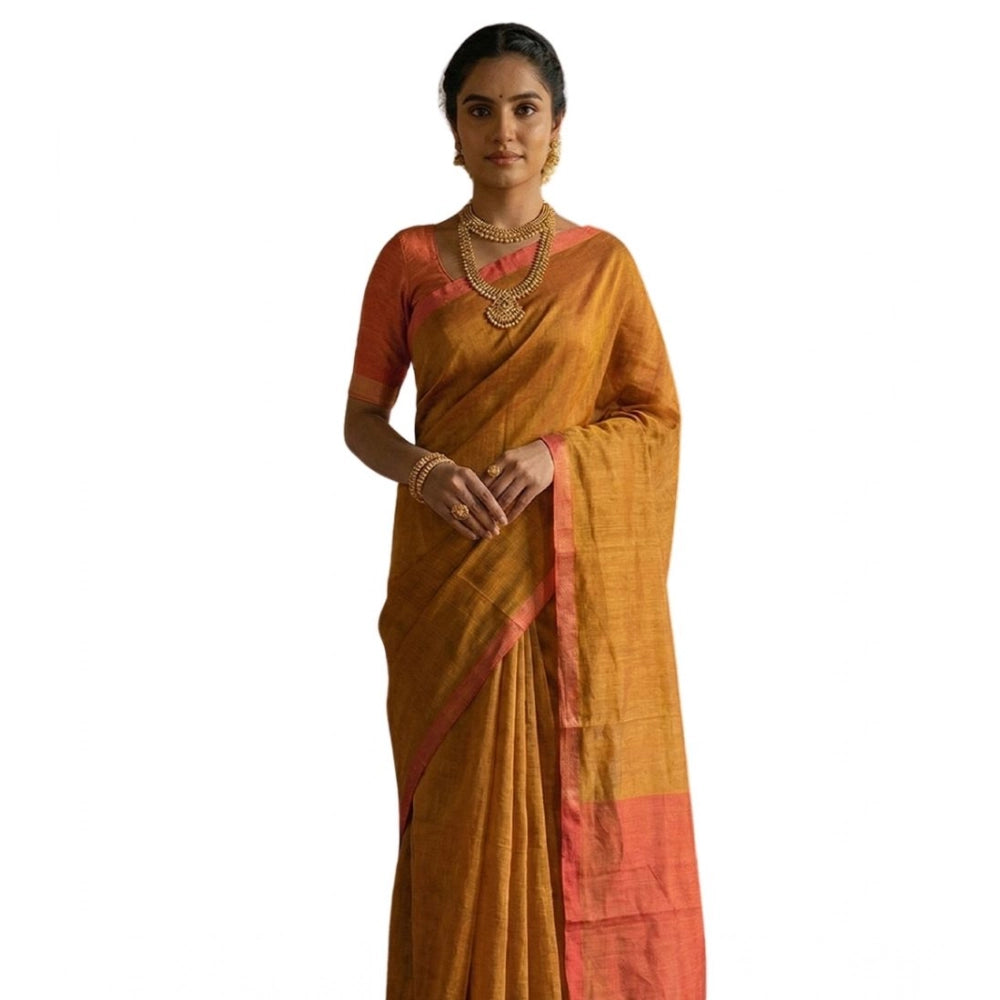 Snuggle Spot Women's Cotton Printed Saree With Unstitched Blouse 5.5Mtr (Mustrad)