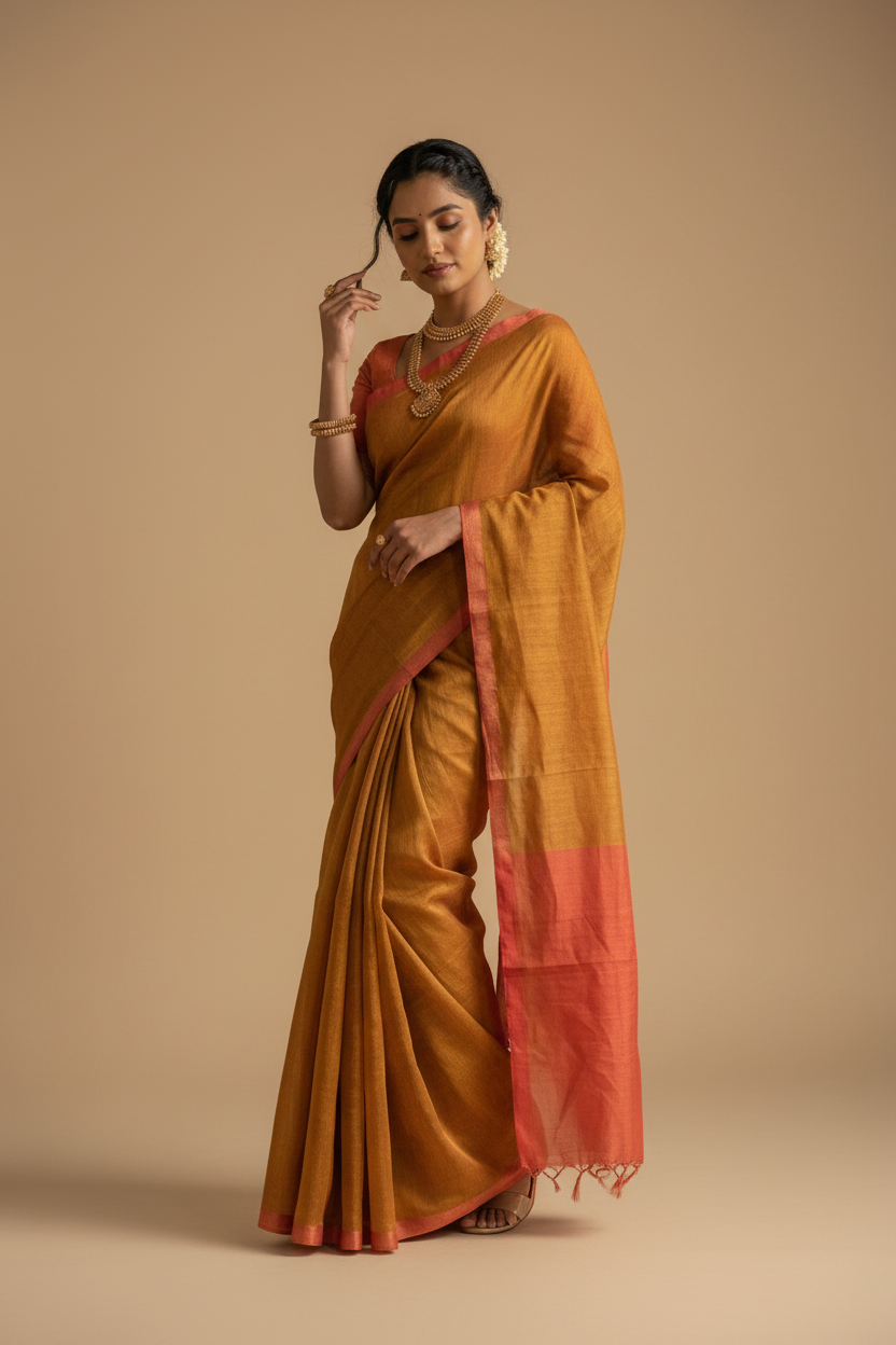 Snuggle Spot Women's Cotton Printed Saree With Unstitched Blouse 5.5Mtr (Mustrad)