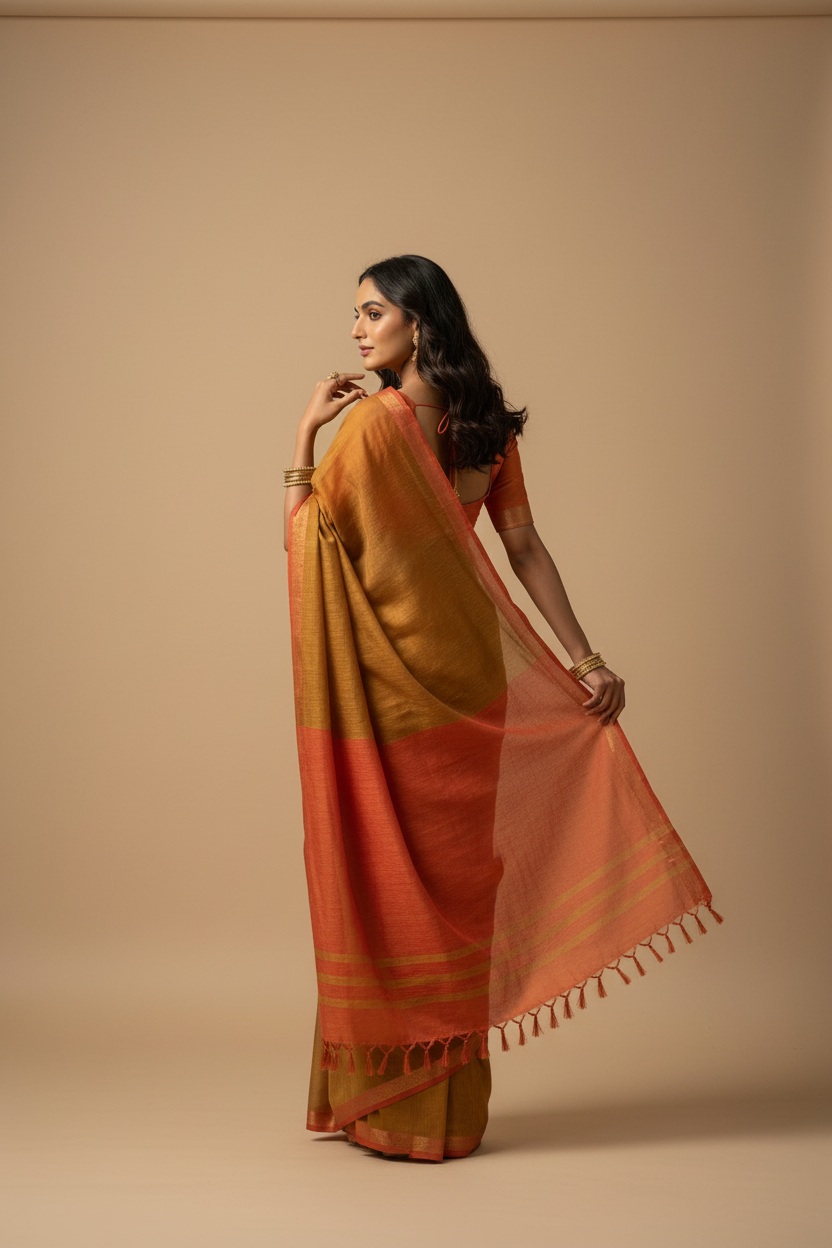Snuggle Spot Women's Cotton Printed Saree With Unstitched Blouse 5.5Mtr (Mustrad)