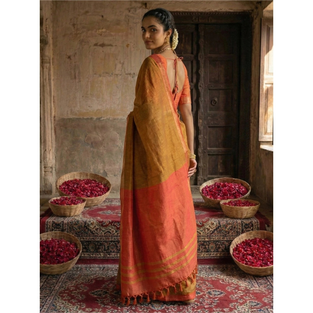 Snuggle Spot Women's Cotton Printed Saree With Unstitched Blouse 5.5Mtr (Mustrad)