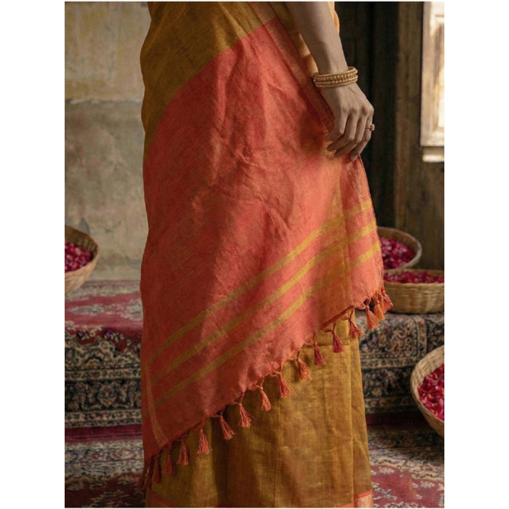 Snuggle Spot Women's Cotton Printed Saree With Unstitched Blouse 5.5Mtr (Mustrad)