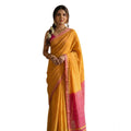 Snuggle Spot Women's Cotton Printed Saree With Unstitched Blouse 5.5Mtr (Yellow)