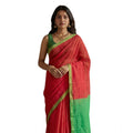 Snuggle Spot Women's Cotton Printed Saree With Unstitched Blouse 5.5Mtr (Red)