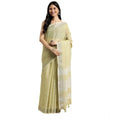 Snuggle Spot Women's Linen Cotton Printed Saree With Unstitched Blouse 5.5Mtr (Olive Green)