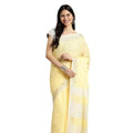Snuggle Spot Women's Linen Cotton Printed Saree With Unstitched Blouse 5.5Mtr (Yellow)