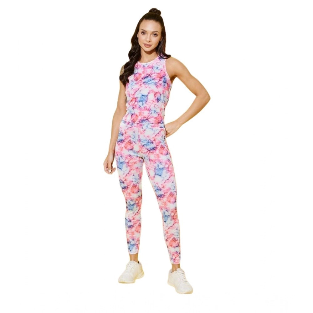 Snuggle Spot Women's Polyester Lycra Printed Sleeveless Active Wear (Multicolor)