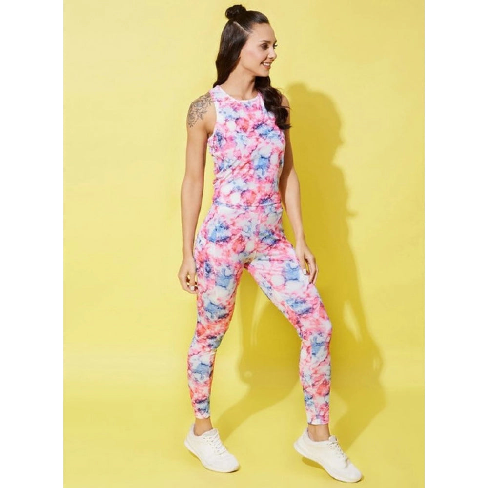Snuggle Spot Women's Polyester Lycra Printed Sleeveless Active Wear (Multicolor)