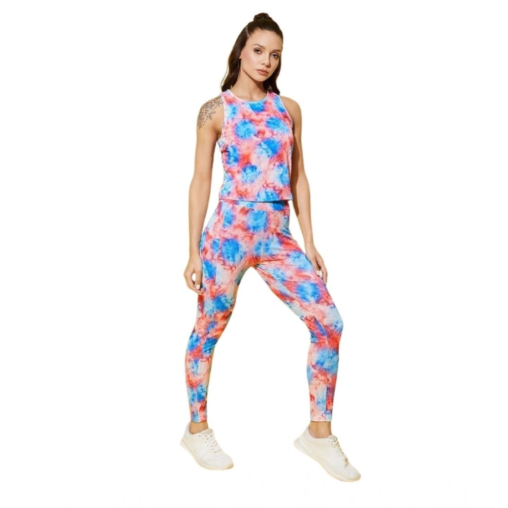 Snuggle Spot Women's Polyester Lycra Printed Sleeveless Active Wear (Multicolor)