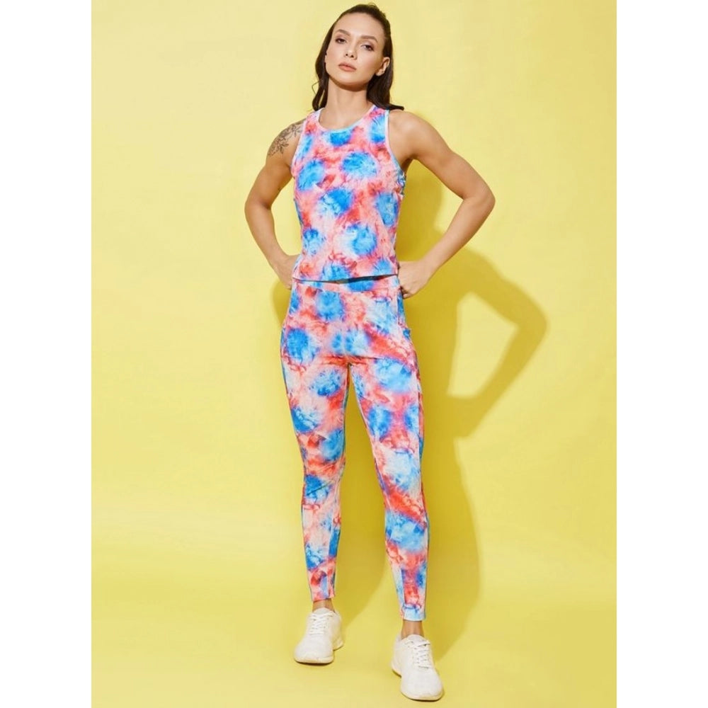 Snuggle Spot Women's Polyester Lycra Printed Sleeveless Active Wear (Multicolor)