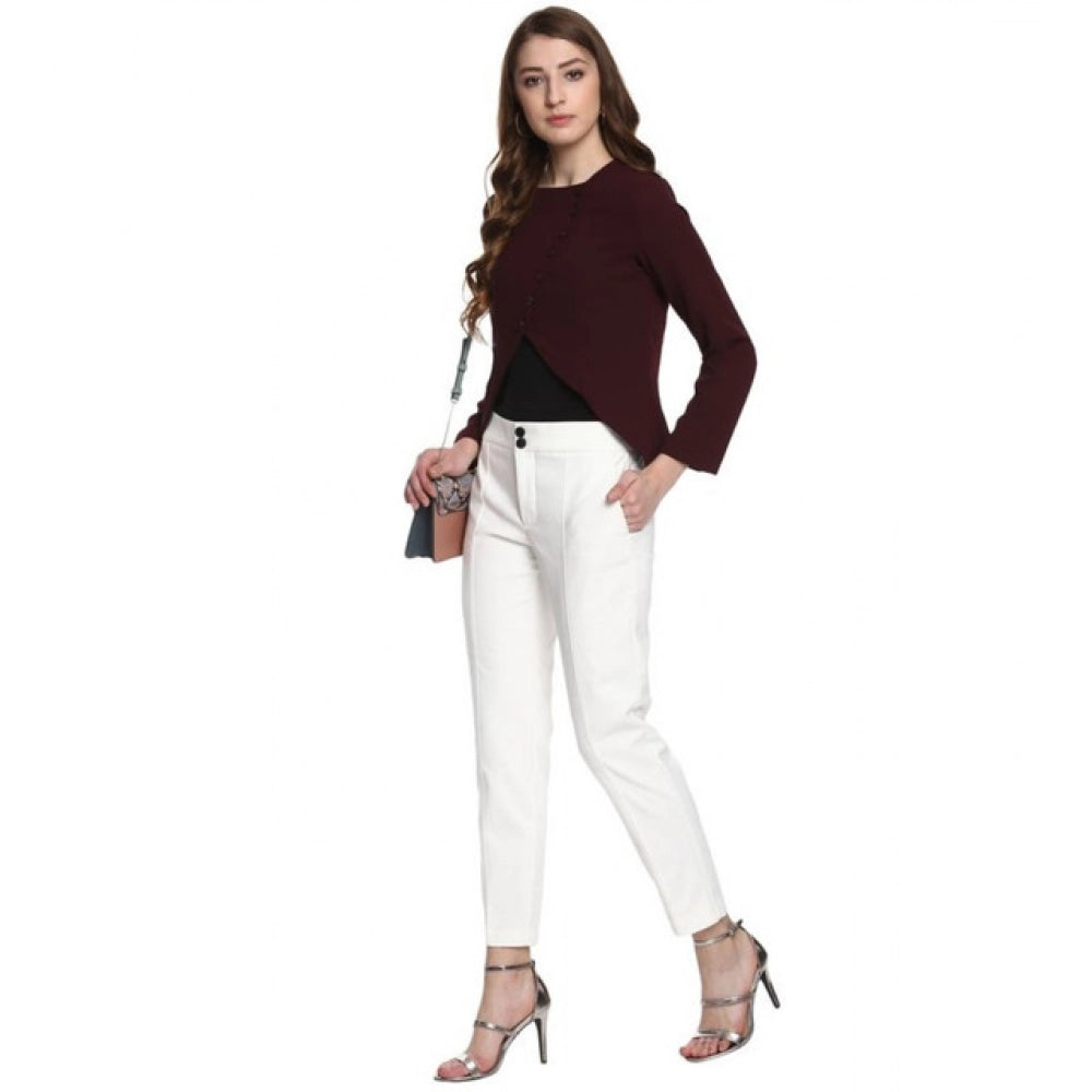 Snuggle Spot Women's Polyester Diagonal Cut Long Sleeves Blazer (Maroon)