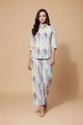 Snuggle Spot Women's Polyester Floral 3-4th Sleeve Co-Ord Set (Multicolor)