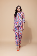 Snuggle Spot Women's Polyester Floral 3-4th Sleeve Co-Ord Set (Multicolor)