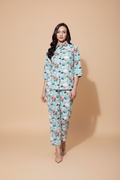 Snuggle Spot Women's Polyester Floral 3-4th Sleeve Co-Ord Set (Multicolor)