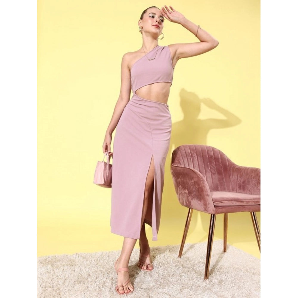 Snuggle Spot Women's Polyester Lycra Solid Sleeveless Dress (Lavender)