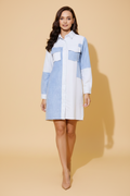 Snuggle Spot Women's Denim Solid Long Sleeves Dress (Blue)