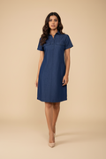 Snuggle Spot Women's Denim Solid Sleeveless Dress (Blue)