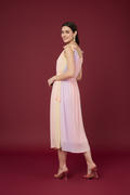 Snuggle Spot Women's Georgette Ombre Sleeveless Dress (Peach)