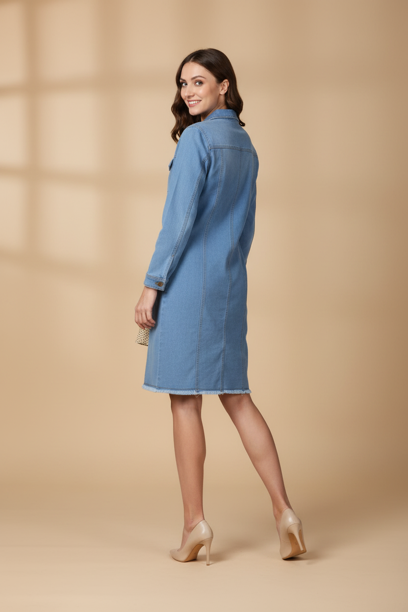 Snuggle Spot Women's Denim Washed Long Sleeves Jacket (Blue)