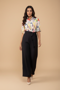 Snuggle Spot Women's Polyester Floral Half Sleeves Jumpsuit (Multicolor)