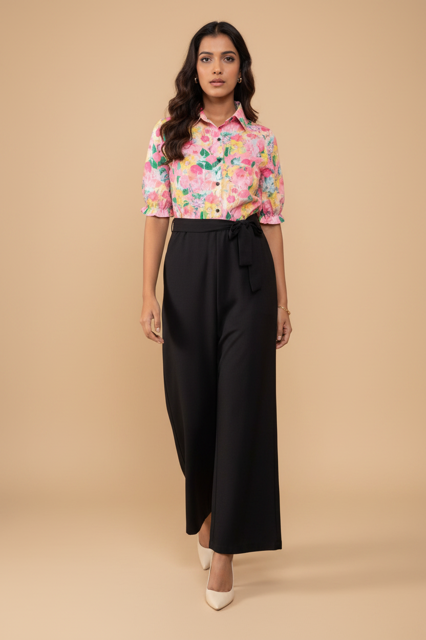 Snuggle Spot Women's Polyester Floral Half Sleeves Jumpsuit (Multicolor)