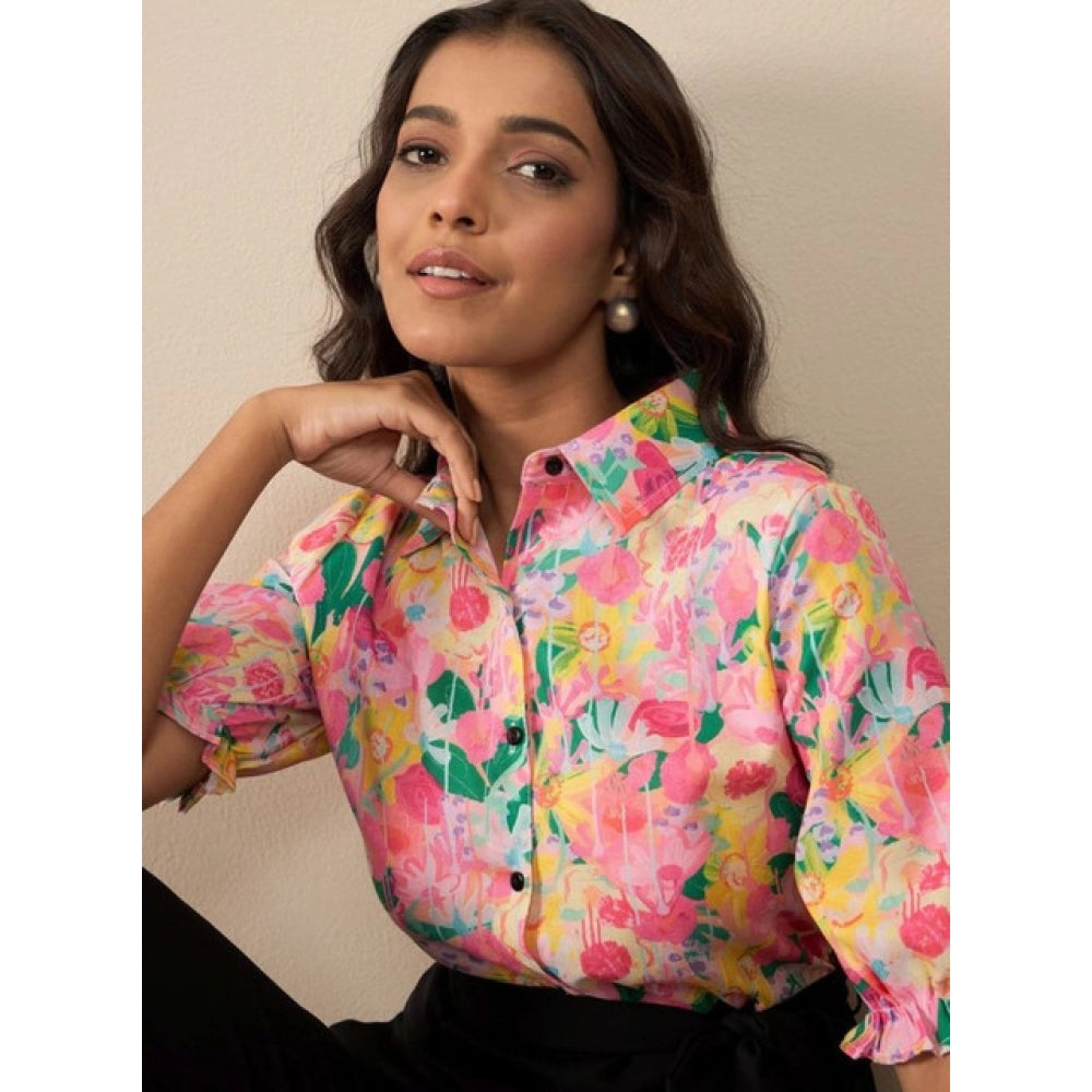 Snuggle Spot Women's Polyester Floral Half Sleeves Jumpsuit (Multicolor)