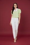 Snuggle Spot Women's Cotton Striped Half Sleeve Shirt (Green - White)