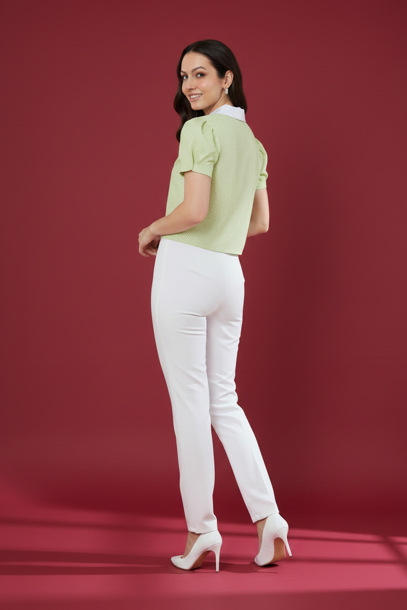 Snuggle Spot Women's Cotton Striped Half Sleeve Shirt (Green - White)