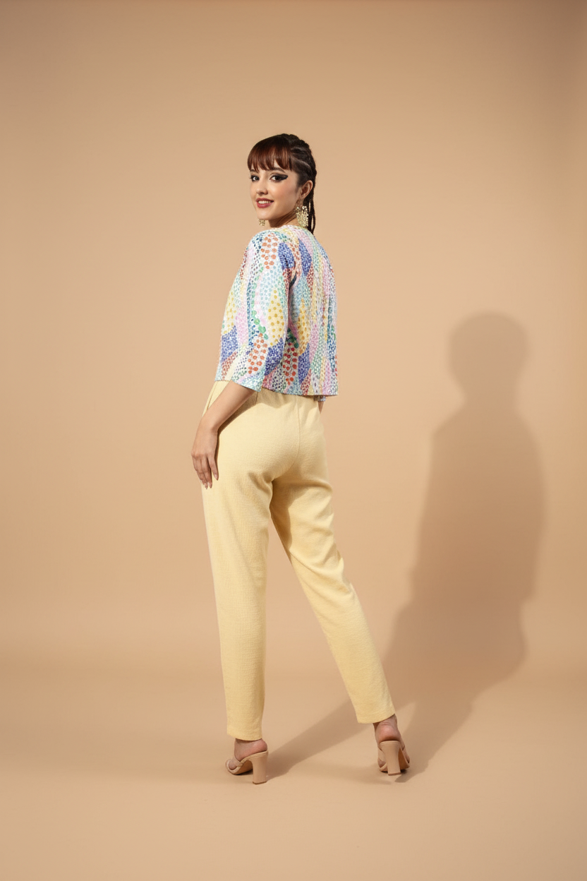 Snuggle Spot Women's Polyester Floral 3-4th Sleeves Shrug (Multicolor)