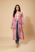Snuggle Spot Women's Polyester Floral Long Sleeves Shrug (Pink-Coral)