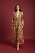 Snuggle Spot Women's Polyester Floral Long Sleeves Shrug (Brown)