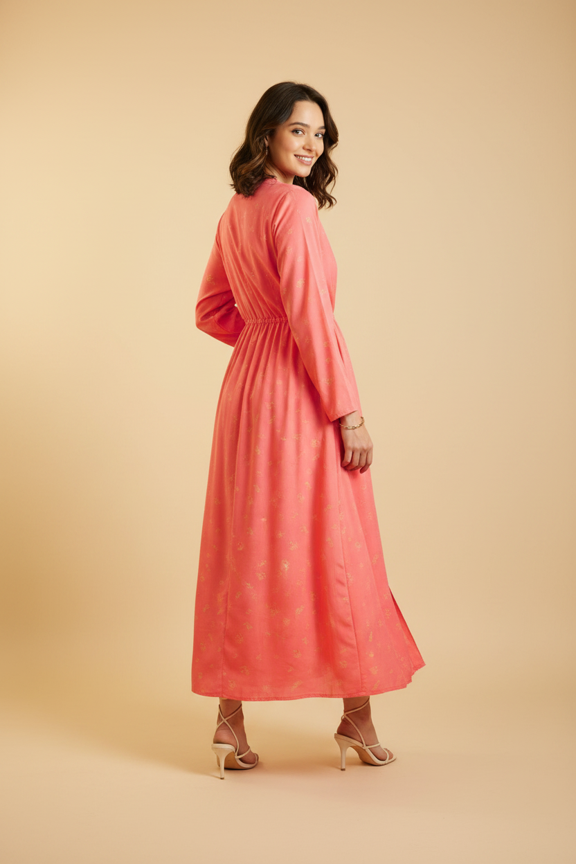 Snuggle Spot Women's Polyester Floral Long Sleeves Shrug (Pink)