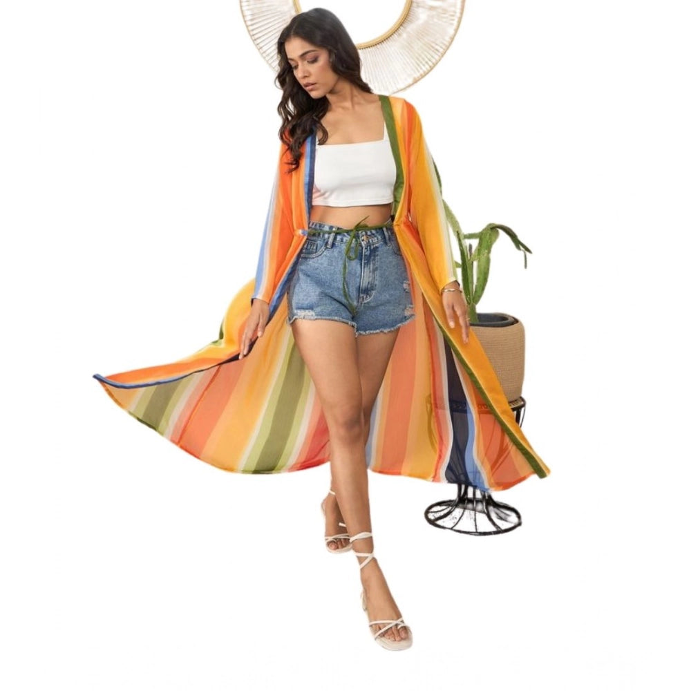 Snuggle Spot Women's Polyester Crepe Printed Long Sleeves Shrug (Multicolor)