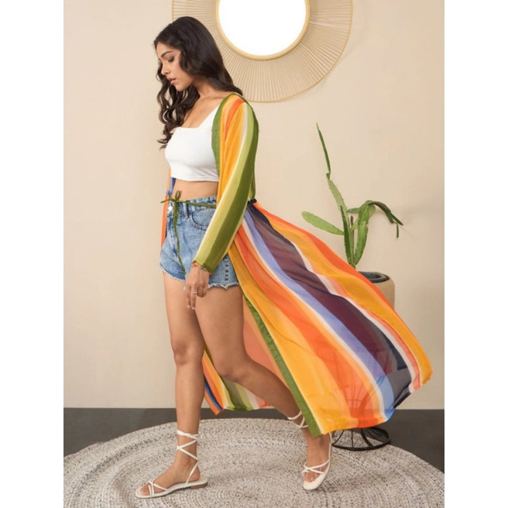 Snuggle Spot Women's Polyester Crepe Printed Long Sleeves Shrug (Multicolor)