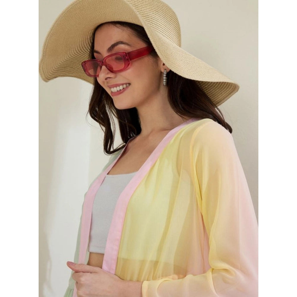 Snuggle Spot Women's Georgette Ombre Short Sleeve Shrug (Multicolor)